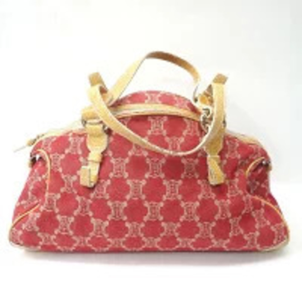Celine Boston Bag Macadam Denim Red Yellow